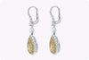 GIA Certified 4.19 Carats Total Pear Shape Yellow Diamond Double Halo Dangle Earrings in Yellow Gold & Platinum