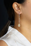 3.20 Carat Pear Shape Diamond Halo Dangle Earrings in White Gold