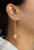 3.20 Carat Pear Shape Diamond Halo Dangle Earrings in White Gold