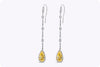 3.20 Carat Pear Shape Diamond Halo Dangle Earrings in White Gold