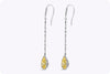3.20 Carat Pear Shape Diamond Halo Dangle Earrings in White Gold