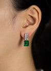 6.49 Carats Mixed Cut Green Emerald and Diamond Drop Earrings in Yellow Gold and Platinum