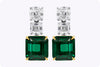 6.49 Carats Mixed Cut Green Emerald and Diamond Drop Earrings in Yellow Gold and Platinum