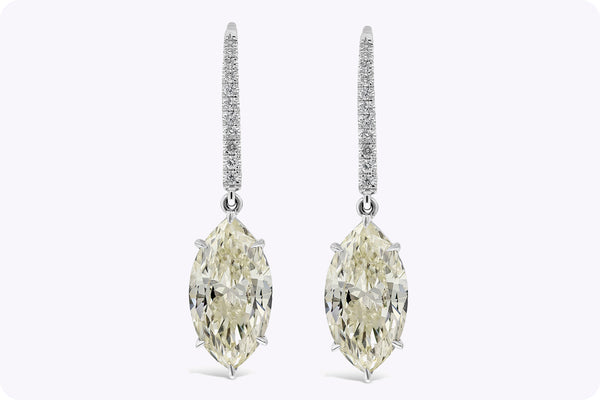 6.69 Carats Total Marquise Cut Diamond Dangle Earrings in White Gold