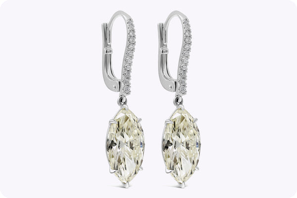 6.69 Carats Total Marquise Cut Diamond Dangle Earrings in White Gold