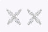 0.55 Carats Total Marquise Cut Diamond Cluster Stud Earrings in White Gold