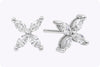 0.55 Carats Total Marquise Cut Diamond Cluster Stud Earrings in White Gold