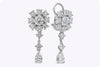 5.96 carats Total GIA Certified Diamond Cluster Dangle Earrings in Platinum