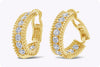 3.13 Carats Total Brilliant Round Shape Diamond Curved Hoop Earrings in Yellow Gold