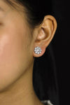 GIA Certified 2.00 Carats Total Round Brilliant Diamond Cluster Stud Earrings in White Gold