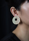 14.19 Carats Total Mixed Cut Diamonds Circular Clip-on Earrings in Yellow Gold