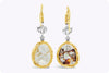 5.27 Carats Total Sliced Diamond Dangle Earrings in White, Yellow and Rose Gold