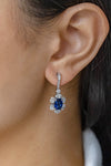 3.30 Carats Cushion Cut Sapphire Drop Earrings with Diamonds in White Gold