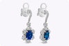 3.30 Carats Cushion Cut Sapphire Drop Earrings with Diamonds in White Gold