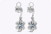 3.30 Carats Cushion Cut Sapphire Drop Earrings with Diamonds in White Gold