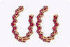 8.11 Carats Total Brilliant Round Ruby Wave Design Hoop Earrings in Rose Gold