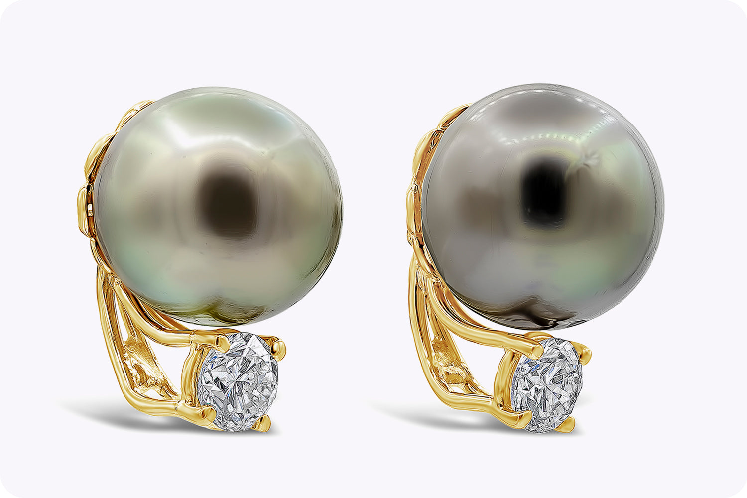 Tahitian pearl diamond earrings