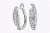 1.34 Carats Total Mixed Cut Diamond Hoop Earrings in White Gold