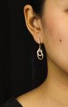 0.15 Carats Round Diamond Circular Free Dangling Earrings in Yellow Gold