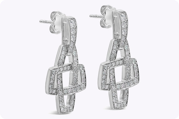 Kwiat 1.50 carats Total Brilliant Round Diamond Crossover Drop Earrings in White Gold