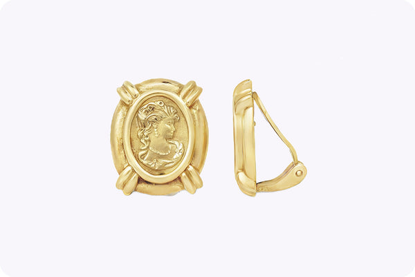 11.15 Gram Cameo Clip-On Earrings in 18k Yellow Gold
