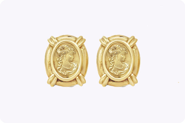 11.15 Gram Cameo Clip-On Earrings in 18k Yellow Gold