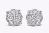 2.24 Carat Total Round Diamond Cluster Illusion Stud Earrings in White Gold