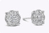 2.24 Carat Total Round Diamond Cluster Illusion Stud Earrings in White Gold