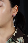 2.34 Carats Total Brilliant Round Diamond Tear Drop Dangle Earrings in White Gold