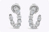 4.79 Carats Total Brilliant Round Cut Diamond Hoop Earrings in White Gold