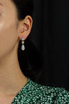 GIA Certified 2.07 Carats Total Pear Shape Diamond Dangle Earrings in White Gold