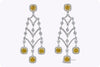 9.39 Carats Total Cushion Cut Fancy Yellow Diamond Halo Chandelier Earrings in White Gold