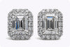 GIA Certified 1.41 Carats Total Emerald Cut Diamond Halo Stud Earrings in Platinum