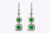 1.53 Carats Total Colombian Emerald Halo Dangle Earrings in Platinum
