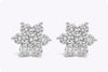0.66 Carats Total Brilliant Round Diamond Flower Stud Earrings in White Gold
