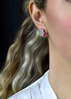 4.06 Carats Total Round Brilliant Cut Diamond Flower Stud Earrings in White Gold