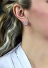 4.06 Carats Total Round Brilliant Cut Diamond Flower Stud Earrings in White Gold