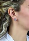 4.06 Carats Total Round Brilliant Cut Diamond Flower Stud Earrings in White Gold