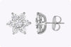 4.06 Carats Total Round Brilliant Cut Diamond Flower Stud Earrings in White Gold