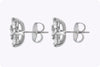 4.06 Carats Total Round Brilliant Cut Diamond Flower Stud Earrings in White Gold