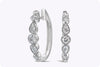 0.78 Carats Total Mixed Cut Diamond Hoop Earrings in White Gold
