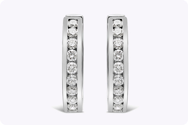 0.34 Carats Total Brilliant Round Diamond Huggie Hoop Earrings in White Gold