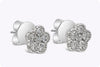 0.55 Carats Total Brilliant Round Shape Diamond Flower Stud Earrings in White Gold