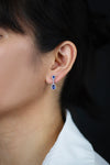 1.40 Carats Pear Shape Blue Sapphires and Diamonds Dangle Earrings in White Gold