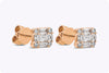 0.84 Carats Total Baguette and Round Cut Diamond Cluster Stud Earrings in Rose Gold