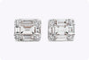 0.57 Carats Total Baguette and Round Cut Diamond Cluster Stud Earrings in White Gold