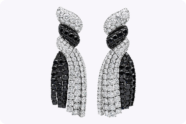 DeGrisogono 64.72 Carats Black & White Diamond Dangle Earrings in White Gold