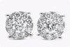 1.13 Carats Total Brilliant Round Diamond Cluster Stud Earrings in White Gold