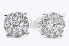 1.13 Carats Total Round Brilliant Diamond Cluster Illusion Stud Earrings in White Gold