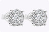 1.13 Carats Total Round Brilliant Diamond Cluster Illusion Stud Earrings in White Gold